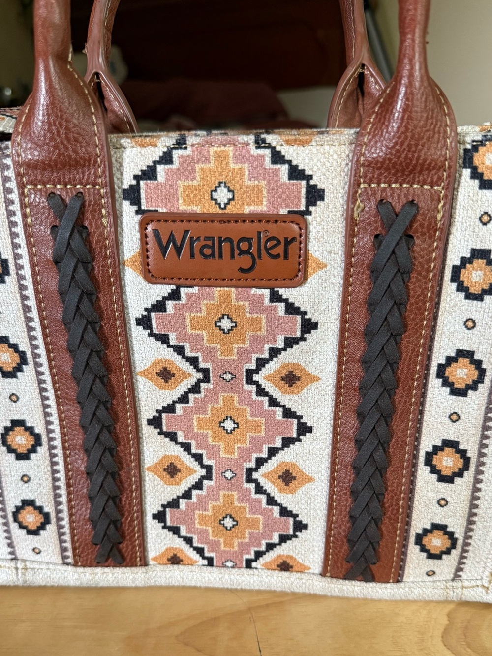 Wrangler Brown and Cream Southwestern Pattern Tote